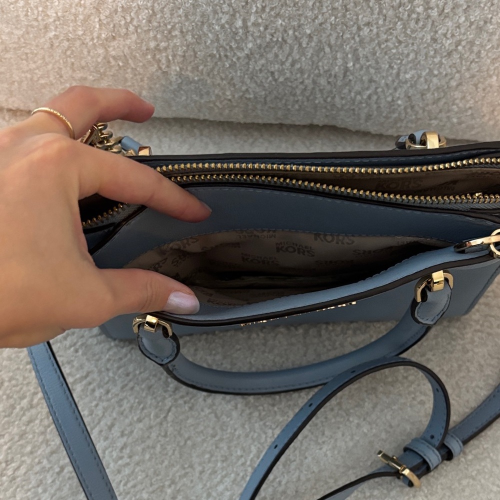 Michael Kors Light Blue Satchel with Gold Accents - Picture 4 of 7